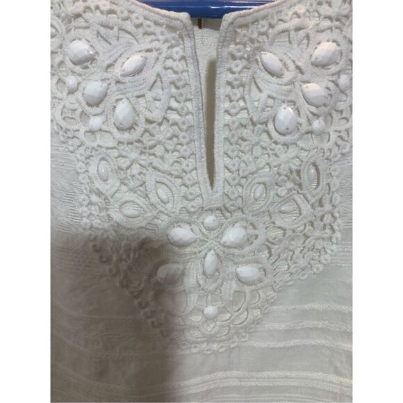 Alfred Dunner Women’s White With Rhinestones 3/4 Sleeve Blouse Size Petite 12 - Picture 4 of 7